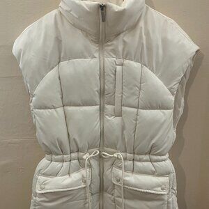 Zella White Adjustable Drawstring Waist Puffer Vest - Size Small